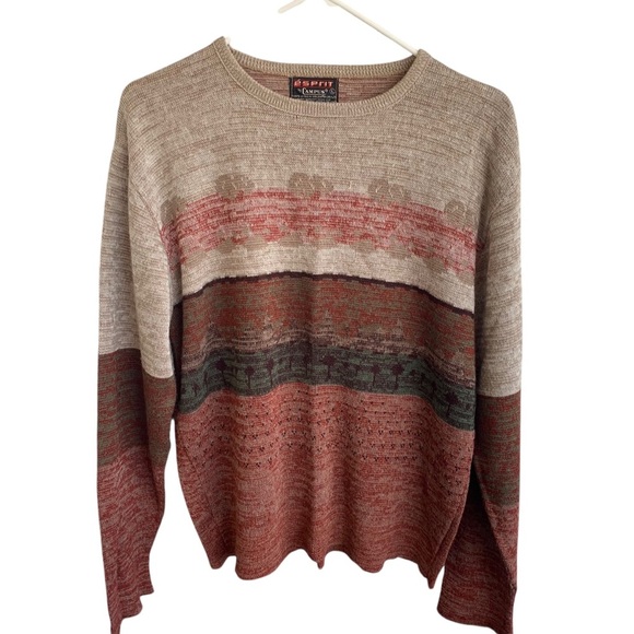 American Vintage Sweaters - Vintage 1970's Esprit by CAMPUS Aztec Ombré Striped Colorblock Knit Sweater L